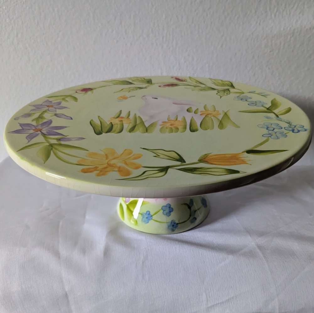 Sweet Olive Designs Footed Bunny Ceramic Cake Stand